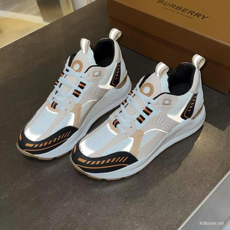 2025 Unisex Burberry Beige White Black Leather Suede Mesh Chunky Sneakers MJ00380(F/W)