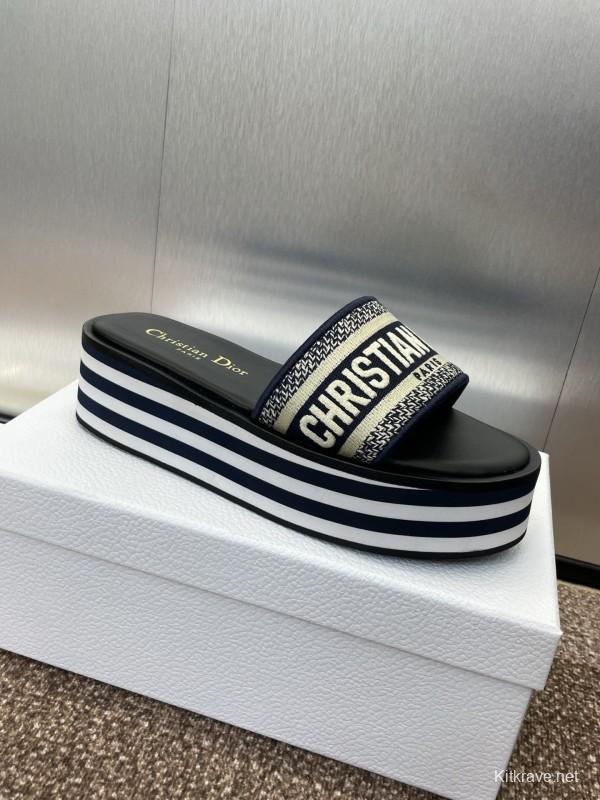 2025 Slippers Dior Black Canvas Slippers