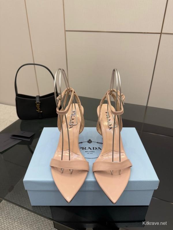 2025 Women Prada Nude Leather Sandals