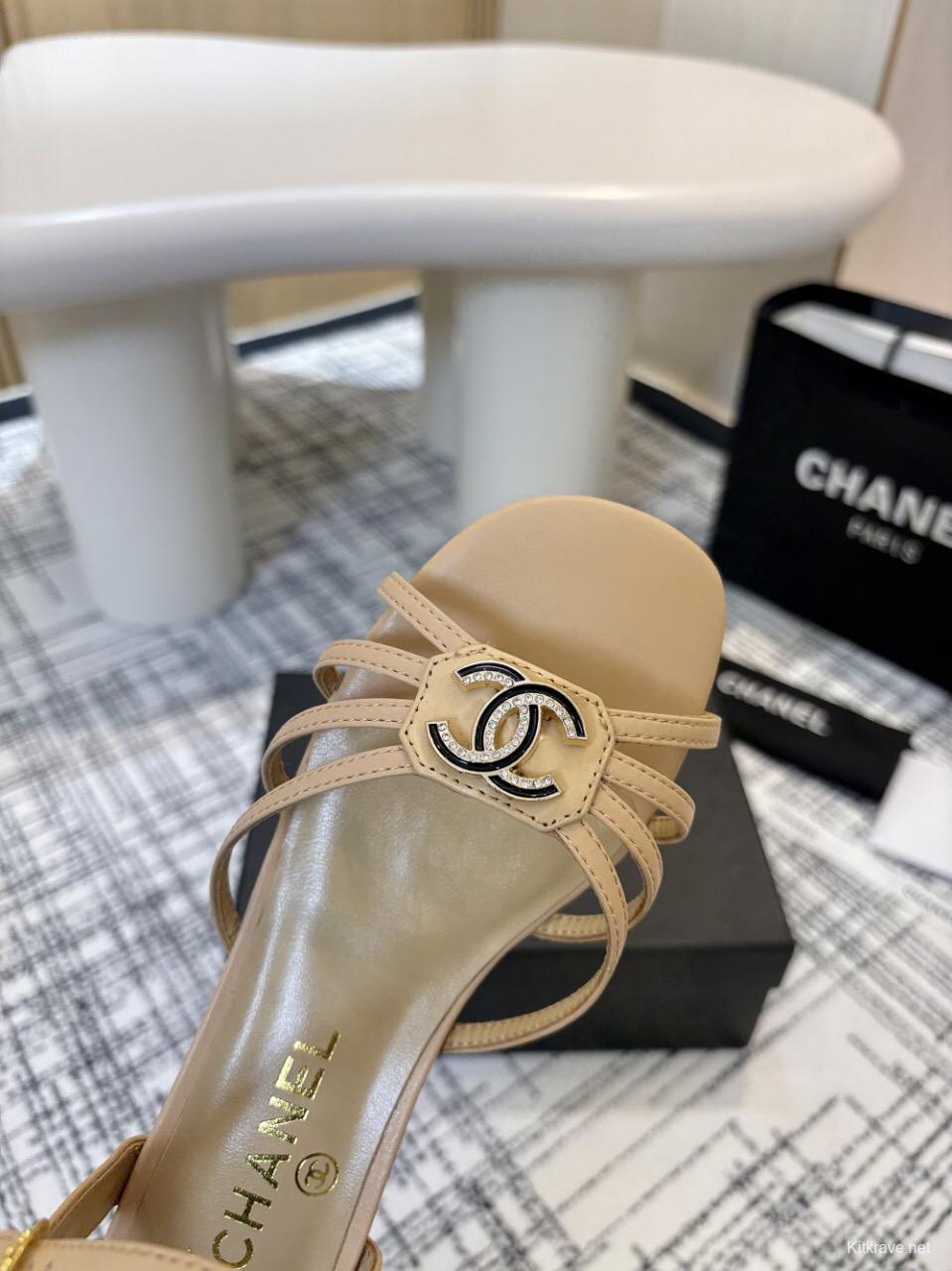 2025 Women Chanel Beige Leather Sandals LY00270