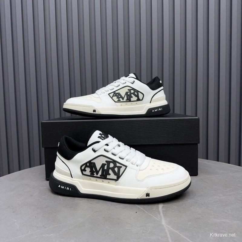 2025 Unisex Amiri White Black Leather Sneakers MJ00360