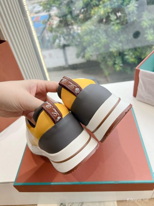 2024 Unisex Le Parmentier White Yellow Black Knit Sneakers Top Version MJ00340