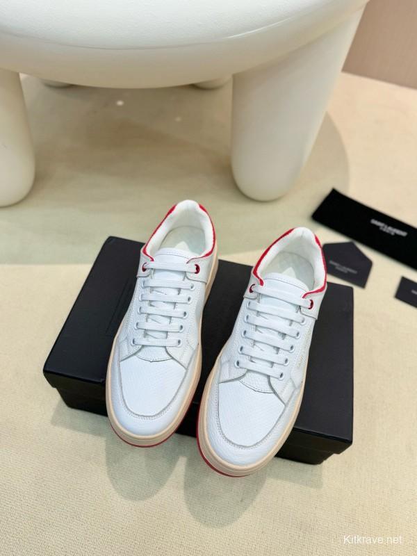2024 Unisex Yves Saint Laurent White Red Leather Casual SL61 MJ00350
