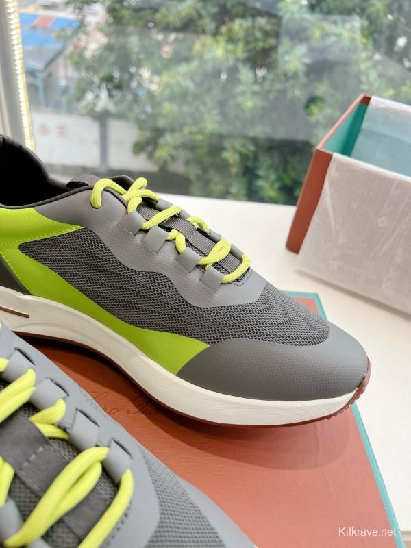 2024 Unisex Le Parmentier Grey Green Knit Sneakers