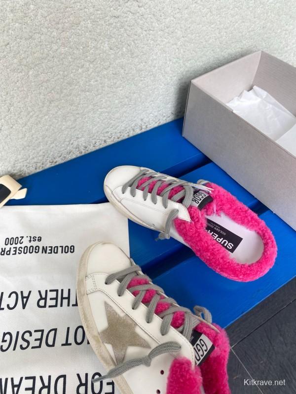 2024 Slippers GGDB White Pink Shearling Slippers MJ00280