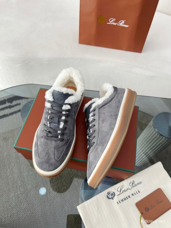 2024 Unisex Le Parmentier Grey Suede Rubber Low Top Sneakers MJ00350