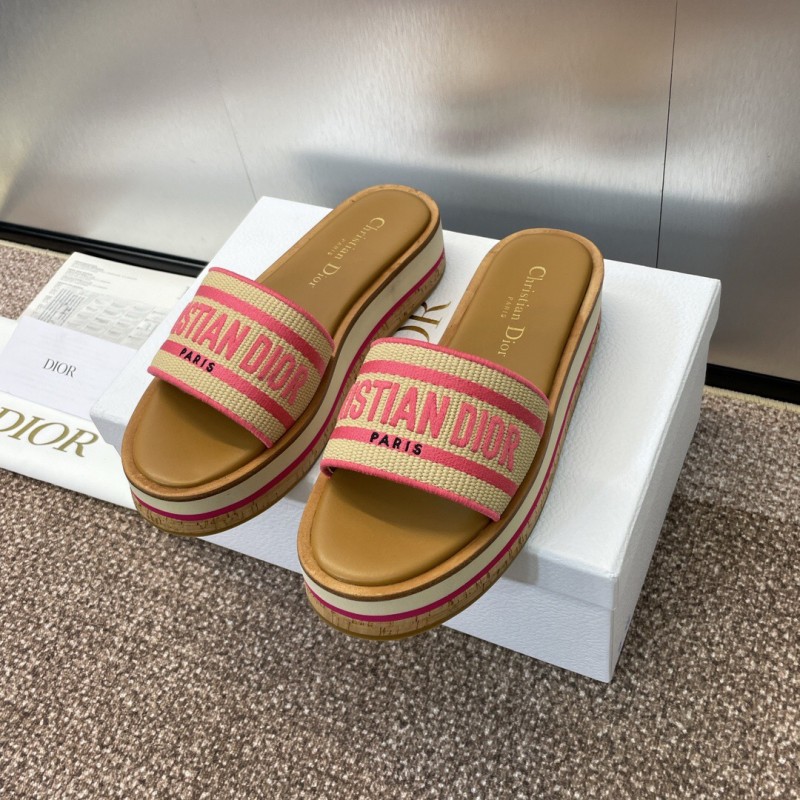 2025 Slippers Dior Pink Canvas Slide