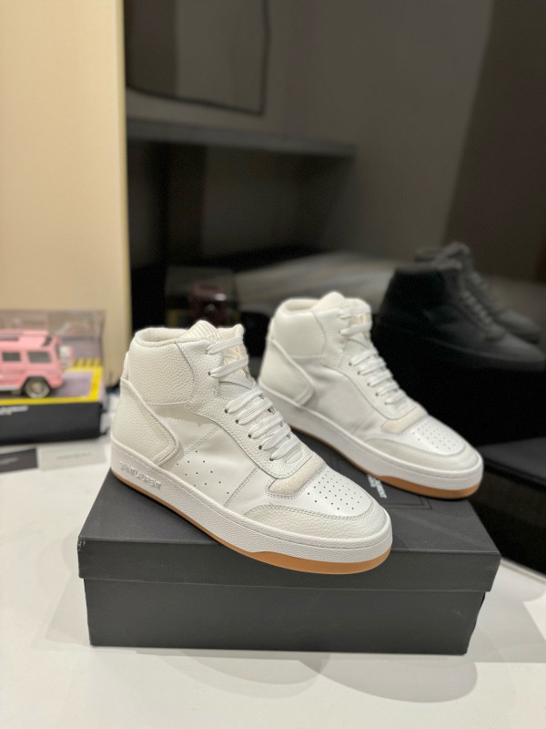 2024 Men Yves Saint Laurent white leather high top sneakers MJ00390