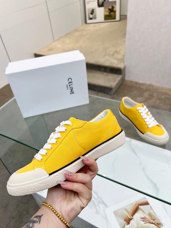 2025 Women Celine Yellow Canvas Sneakers LY00210
