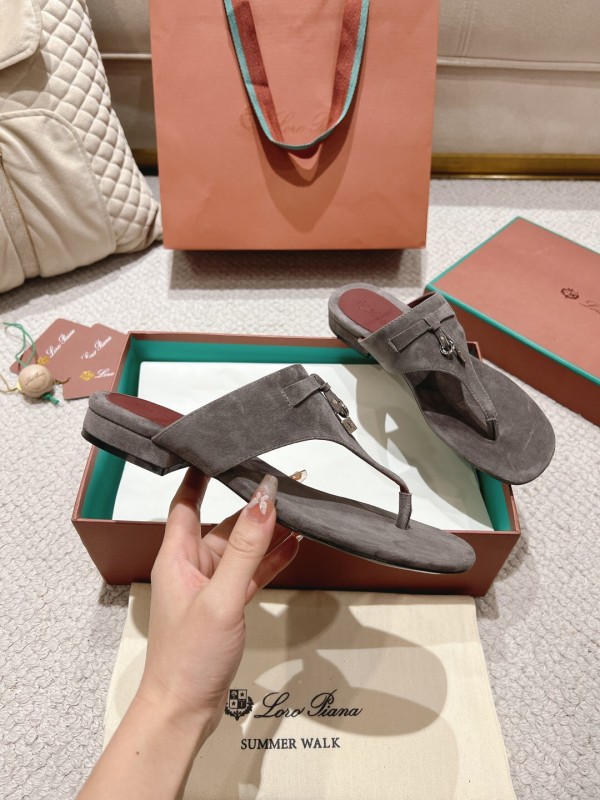 2025 LP Grey Suede Slippers LY00300