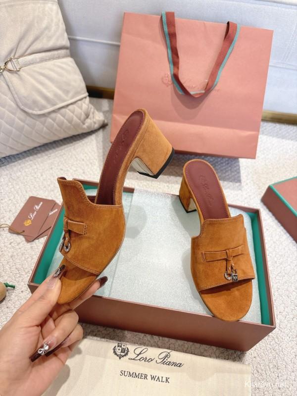 2025 Women LP Brown Suede Heeled Mules