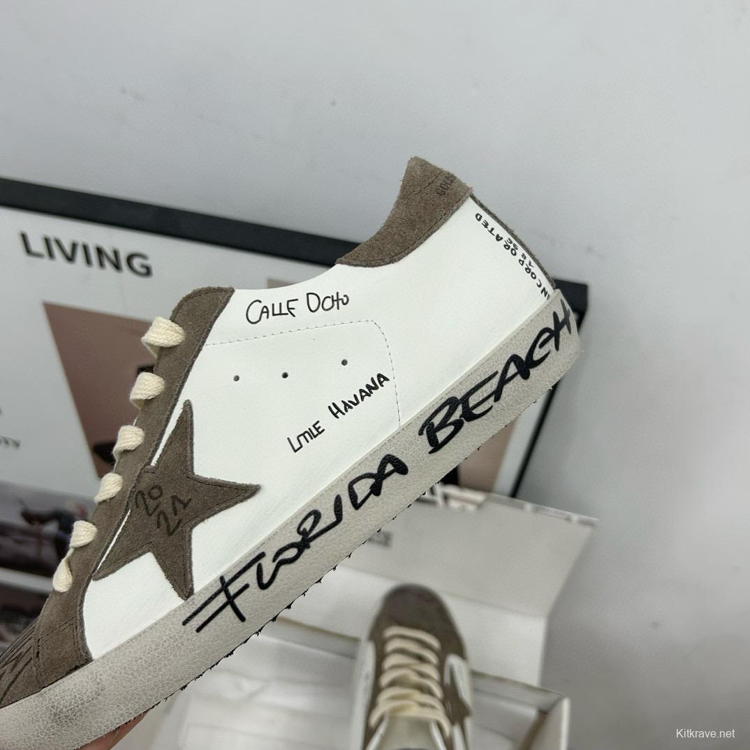 2024 Women GGDB White Grey Suede Leather Sneakers