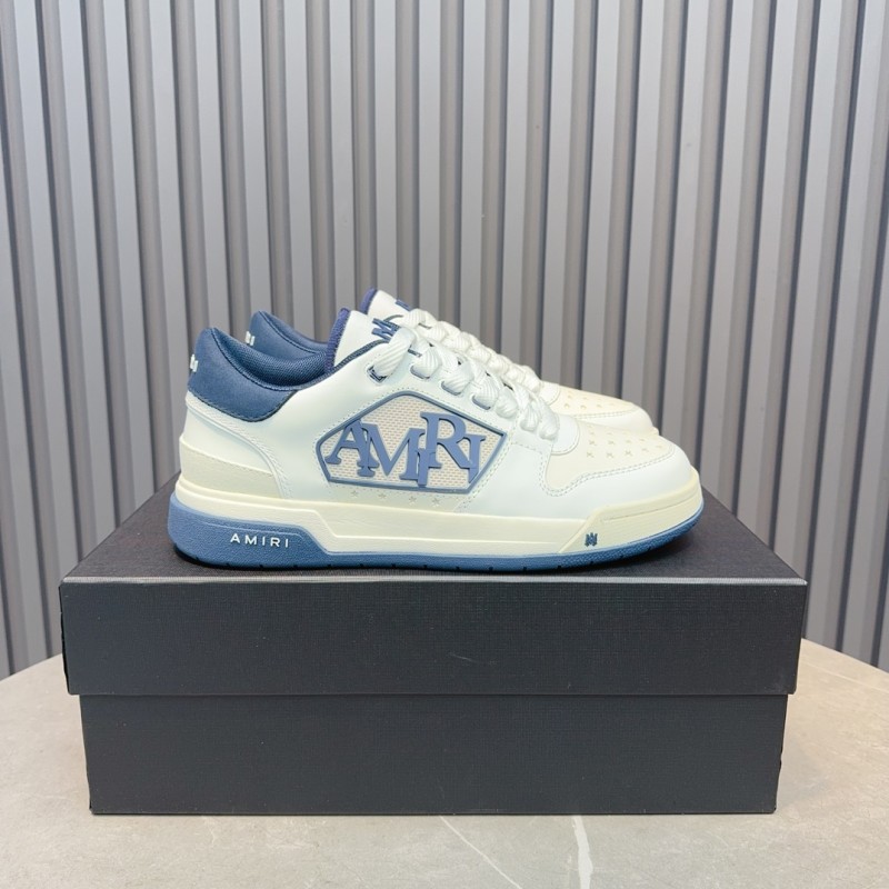 2025 Unisex Amiri White Blue Leather Sneakers MJ00360
