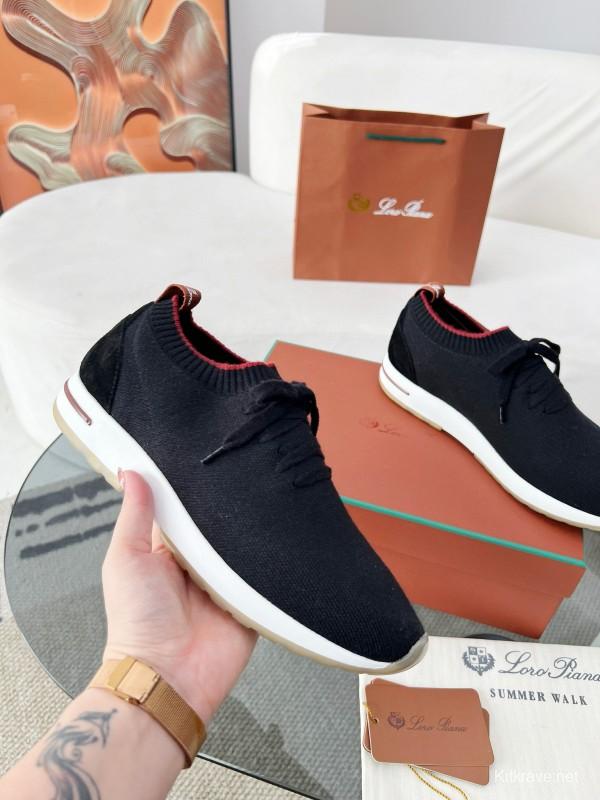 2024 Men Le Parmentier Black Wool Knit Sneakers MJ00330