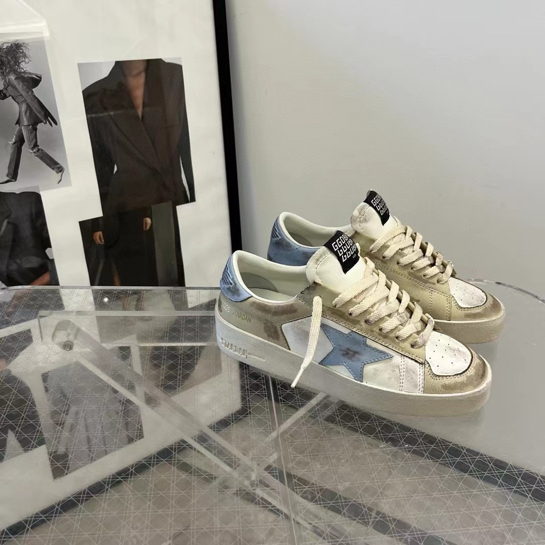 2024 Unisex GGDB White Beige Light Blue Leather Suede Sneakers MJ00260