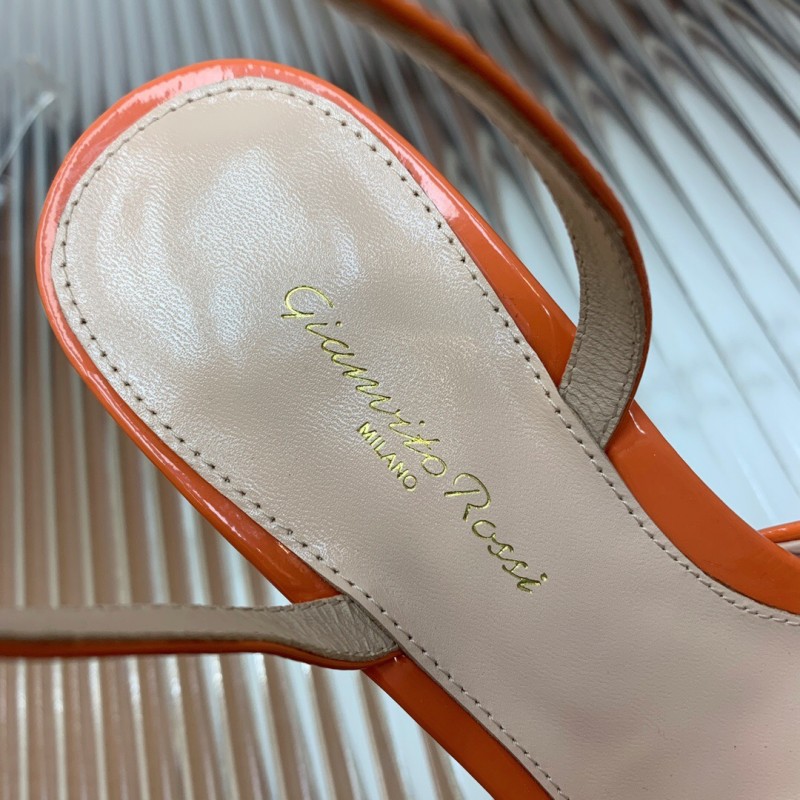2025 Women Gianvito Rossi Orange Patent Leather Platform Sandals KFY00340