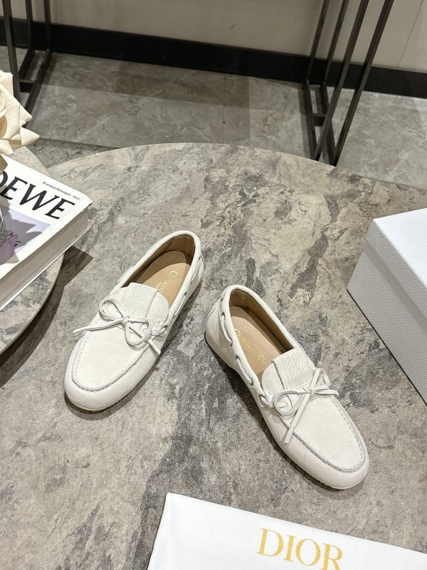 2025 Women Dior White Suede Loafers