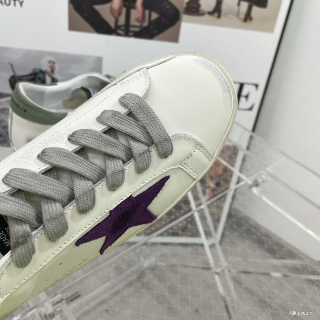 2025 Women GGDB White Purple Leather Sneakers