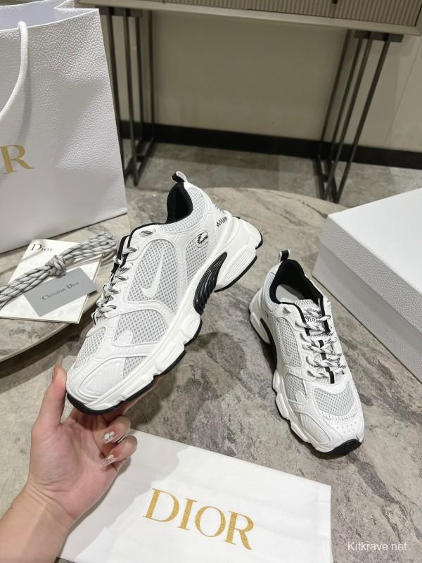 2025 Women Dior White Black Mesh Leather Sneakers KFY00370
