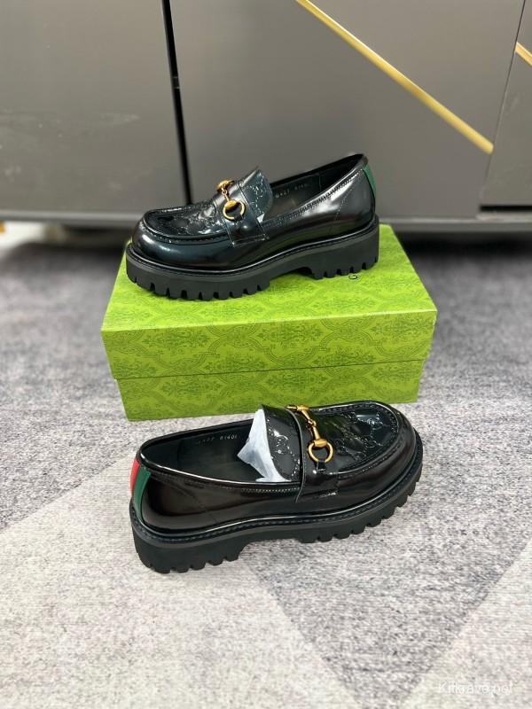 2024 Women Gucci Black Leather Formal Shoes MJ00300