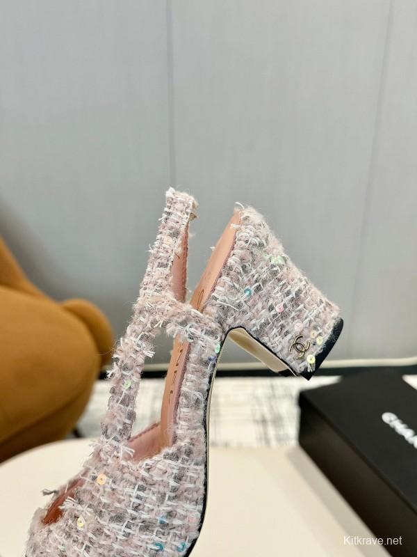 2025 Women Chanel Beige Black Tweed Leather Ballet Flats LY00240