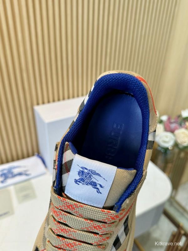 2024 Unisex Burberry Beige Black Red Cotton TPU Sneakers MJ00320