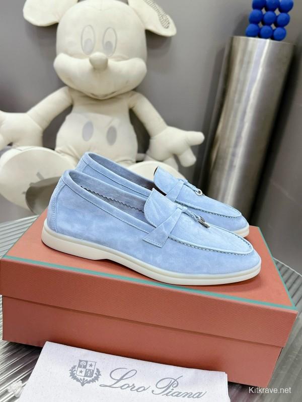 2024 Unisex Le Parmentier light blue suede Loafers MJ00270