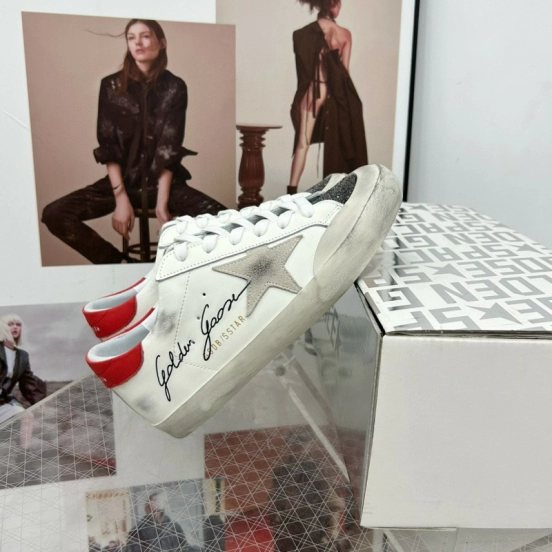 2025 Women GGDB White Red Leather Sneakers