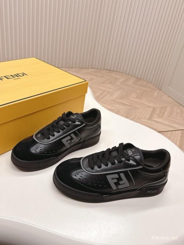 2025 Men Fendi Black Leather Sneakers LY00360(M)