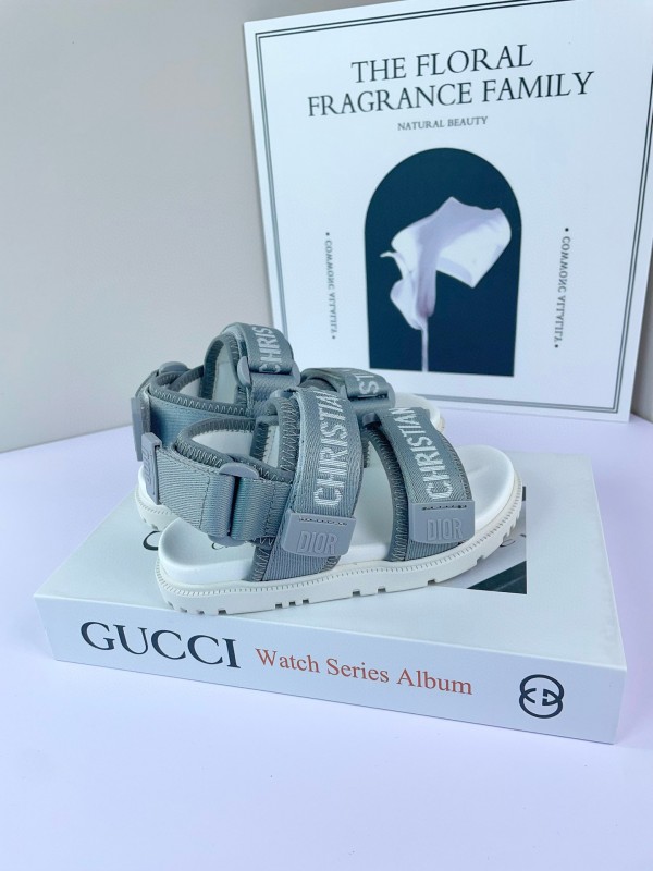 2025 Kids Dior Grey Black Fabric Sandals