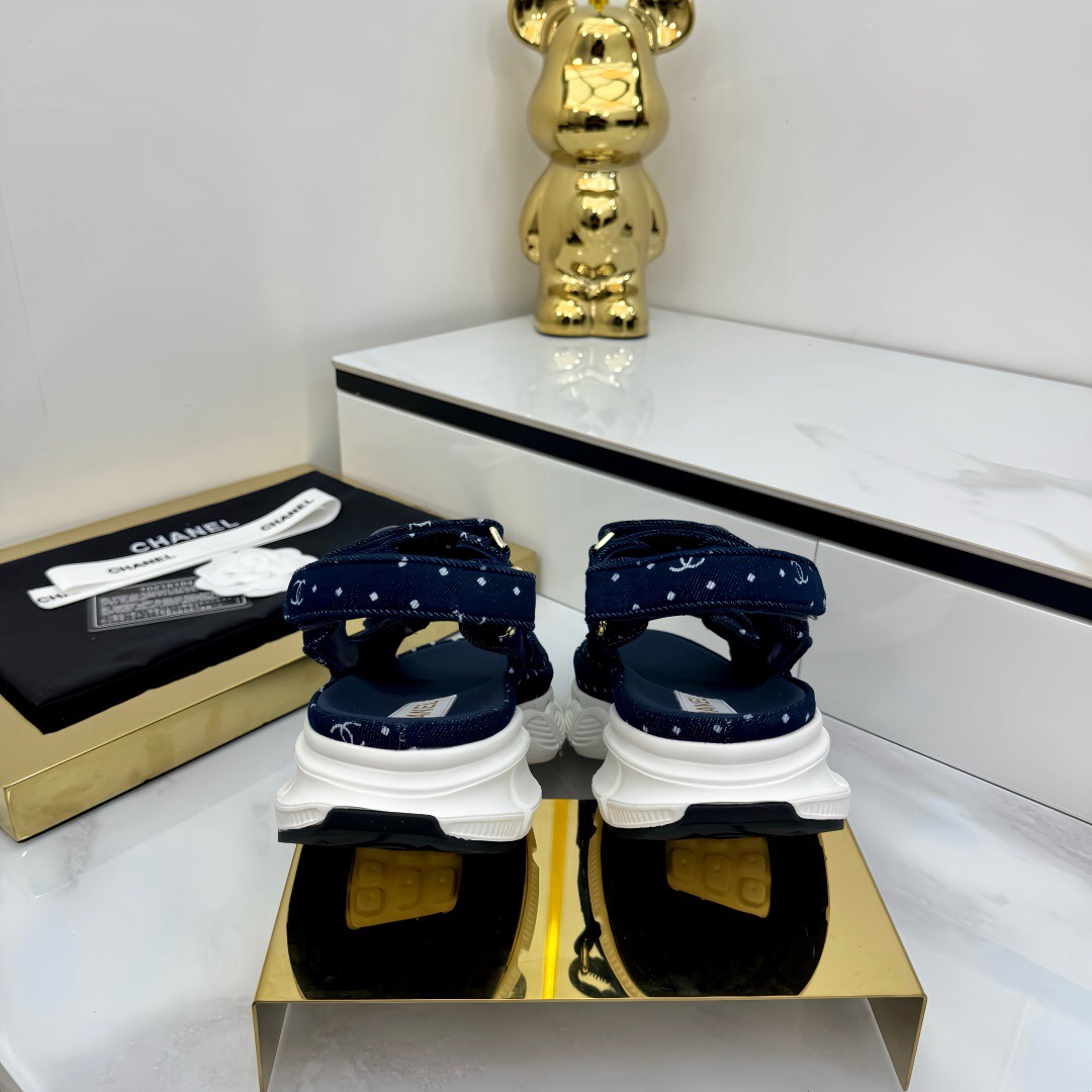 2025 Women Chanel Navy Denim Sandal Sneakers LY00330