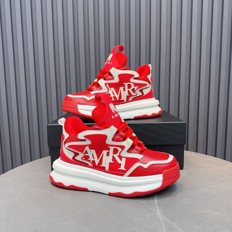 2024 Men Amiri Red White Leather Sneakers MJ00400