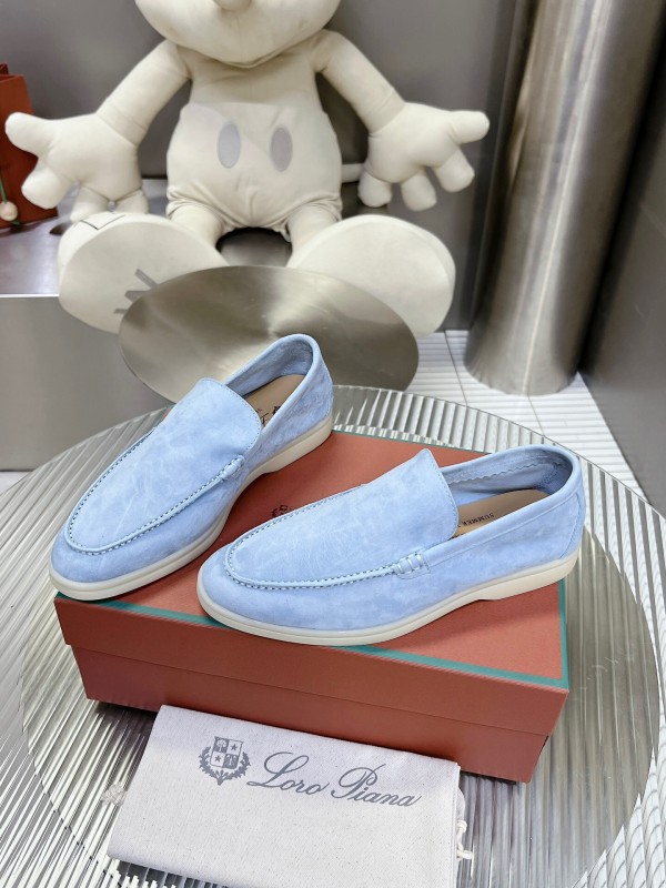 2025 Women LP Light Blue Suede Loafers LY00260