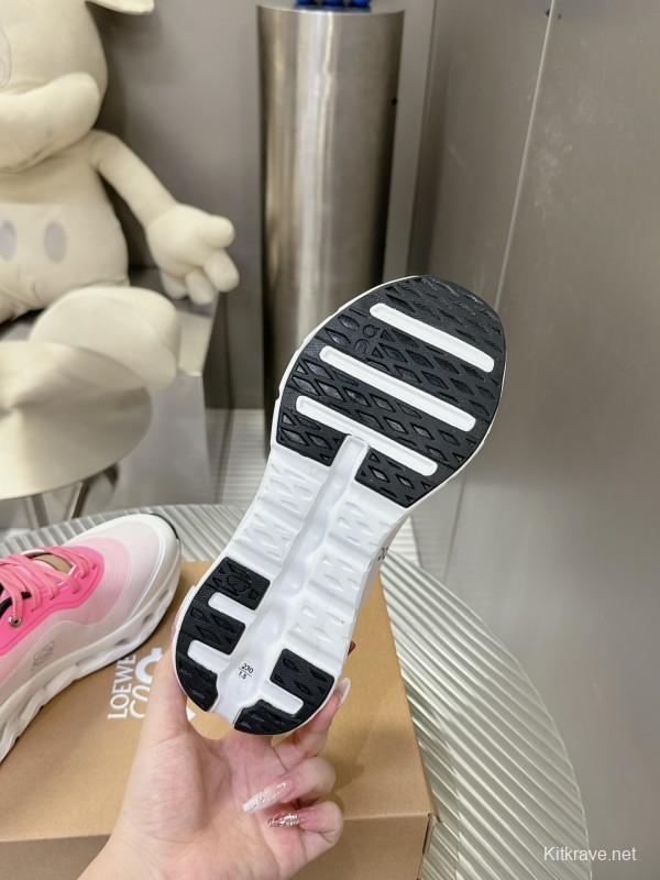 2025 Women Loewe Pink White Mesh Leather Sneakers