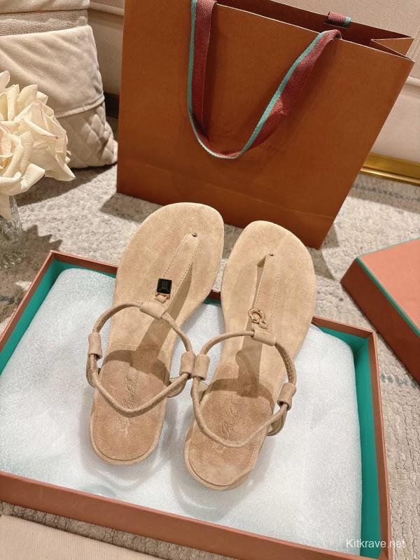 2025 Women LP Beige Suede Sandals LY00350