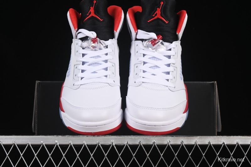 Nike Air Jordan 5 Retro Fire Red Black Tongue Basketball Shoes - HQ7978-101