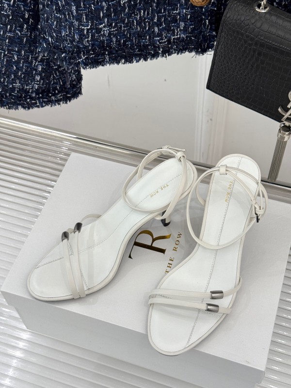 2025 Women Yves Saint Laurent White Leather High Heel Slingback KFY00270