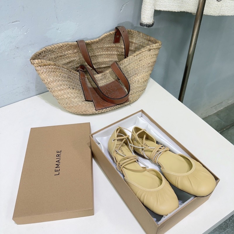 2025 Women LEMAIRE Light Yellow Lambskin Mary Jane Lace-up KFY00300