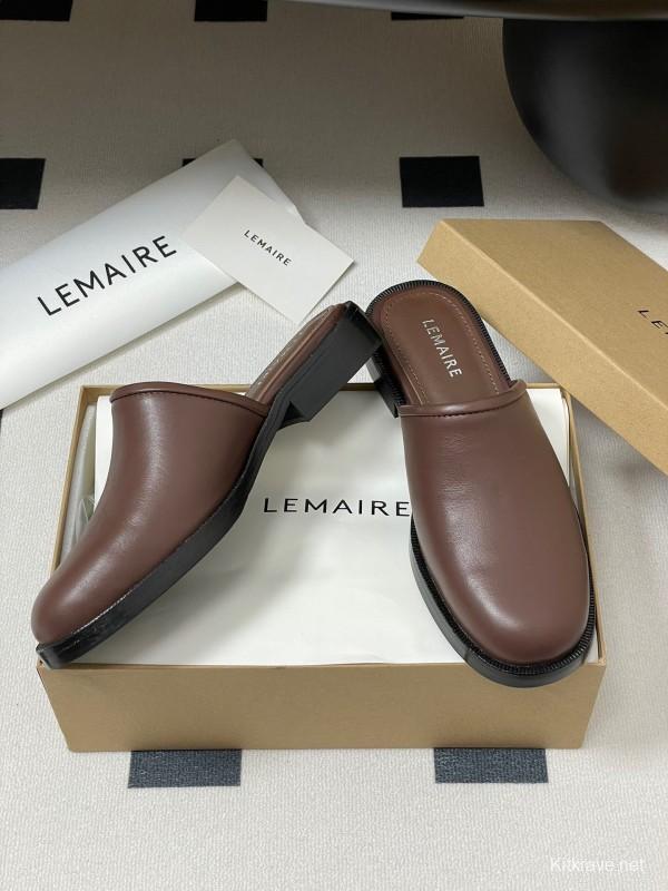 2025 Slippers Lemaire Brown Leather Slippers KFY00310