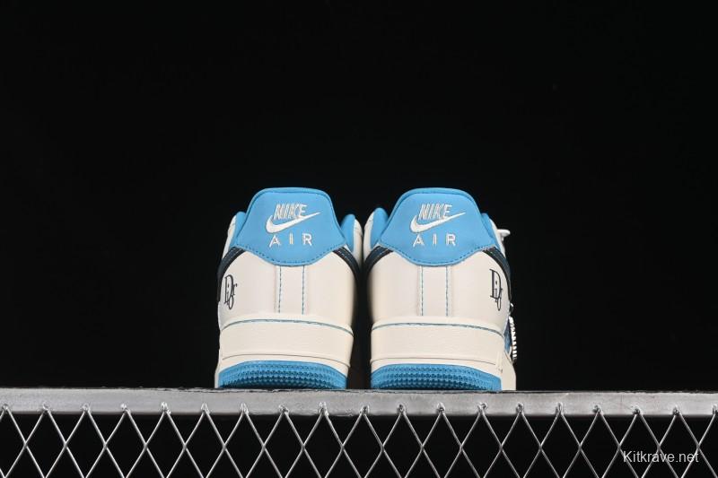 Nike Air Force 1 '07 Low Dior Collaboration Stone Blue Low-Top Casual Sneakers - KK1988-088