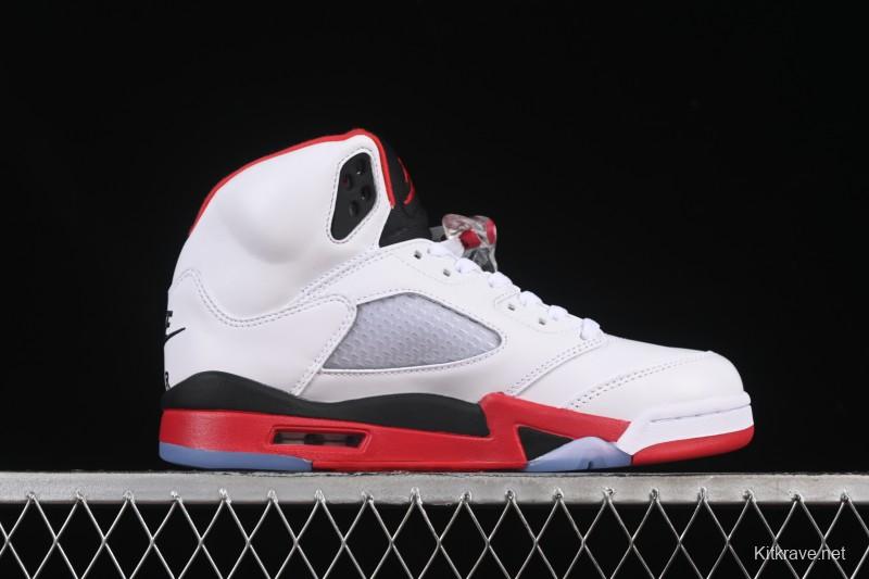Nike Air Jordan 5 Retro Fire Red Black Tongue Basketball Shoes - HQ7978-101