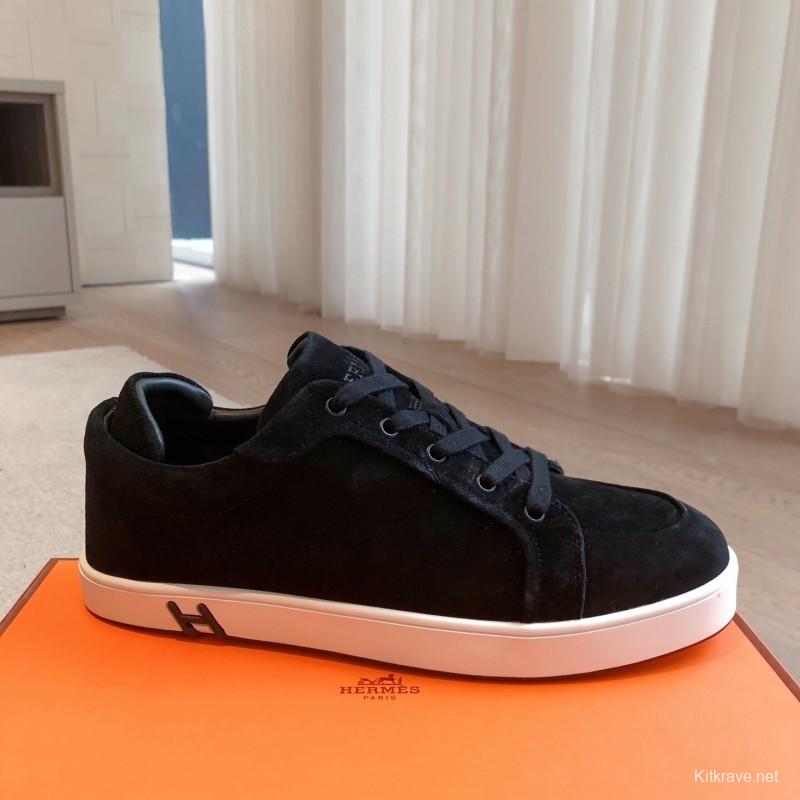 2025 Unisex H Black Suede Sneakers AS00380