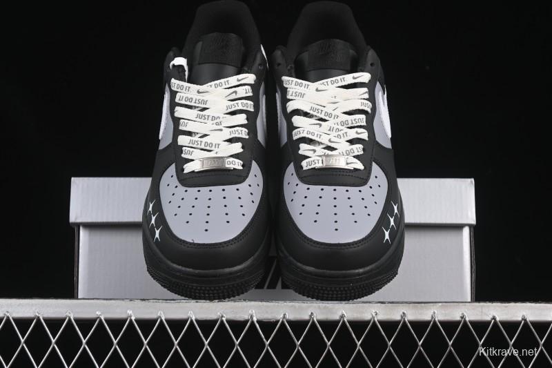 Nike Air Force 1 '07 Low Black Silver Court Low-Top Casual Sneakers - ZH0316-085