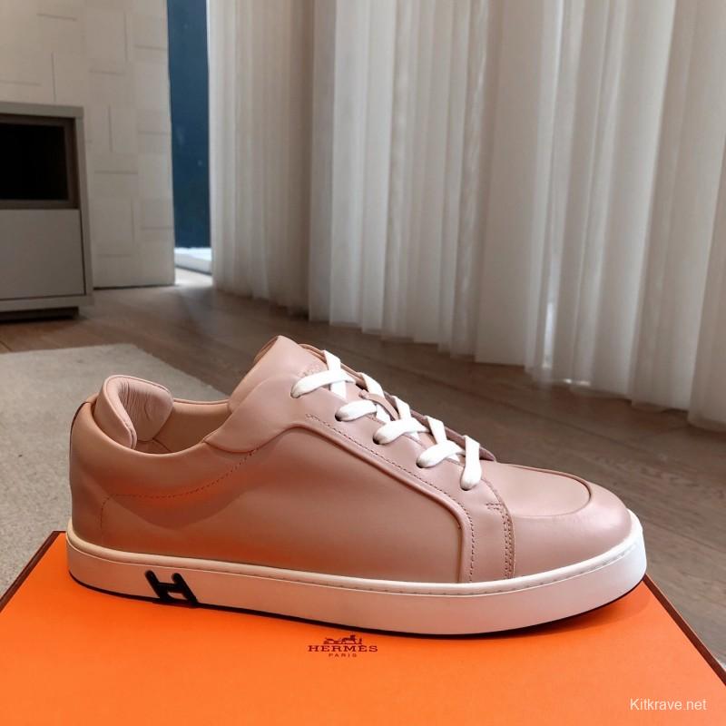 2025 Women Hermès Pink Leather Sneakers AS00380