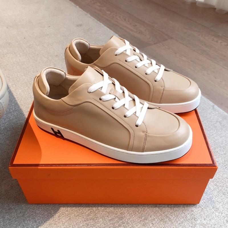 2025 Unisex H Beige Leather Sneakers AS00380