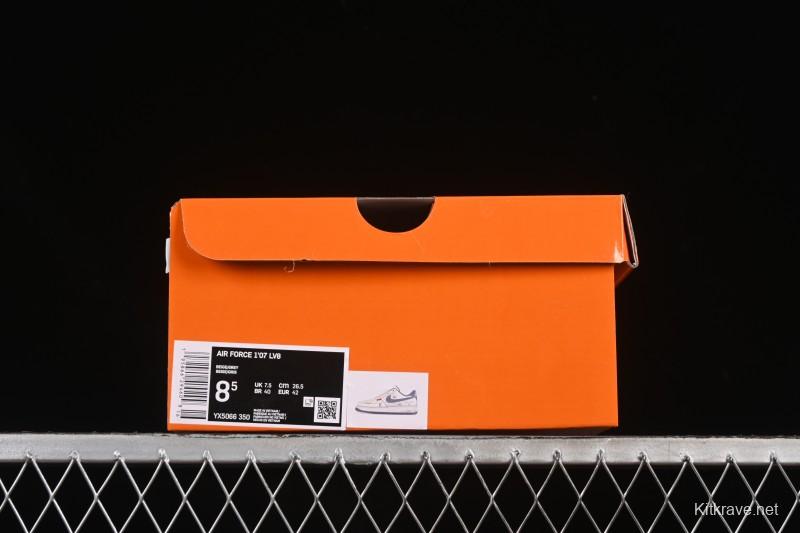 Nike Air Force 1 '07 Low LV Collaboration Light Gray Small Double Hook Casual Sneakers - YX5066-350