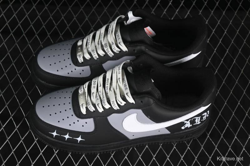 Nike Air Force 1 '07 Low Black Silver Court Low-Top Casual Sneakers - ZH0316-085