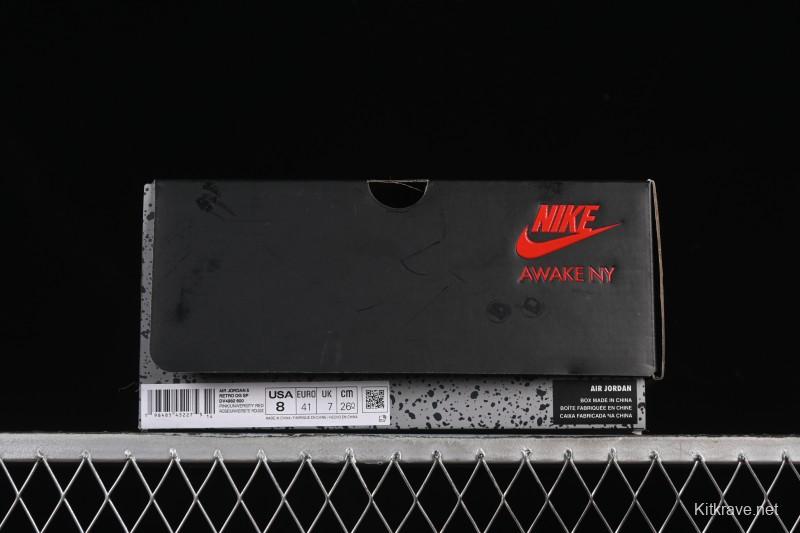 Awake NY Air Jordan 5 Retro Sneakers with Arctic Pink Colorway and Awake NY Logo Mesh - DV4982-600