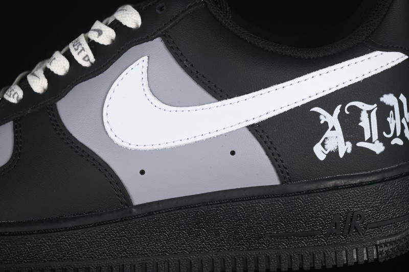 Nike Air Force 1 '07 Low Black Silver Court Low-Top Casual Sneakers - ZH0316-085