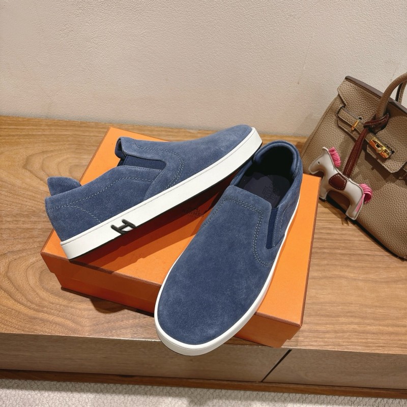 2025 Unisex Hermès Blue Suede Slip-On Sneaker AS00380